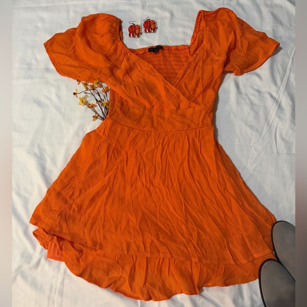 As U Wish Vibrant Orange Mini Dress